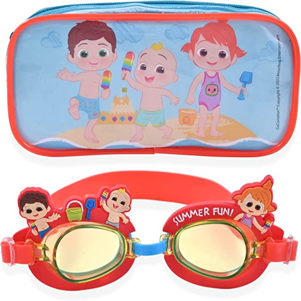 cocomelon swim goggles and case set