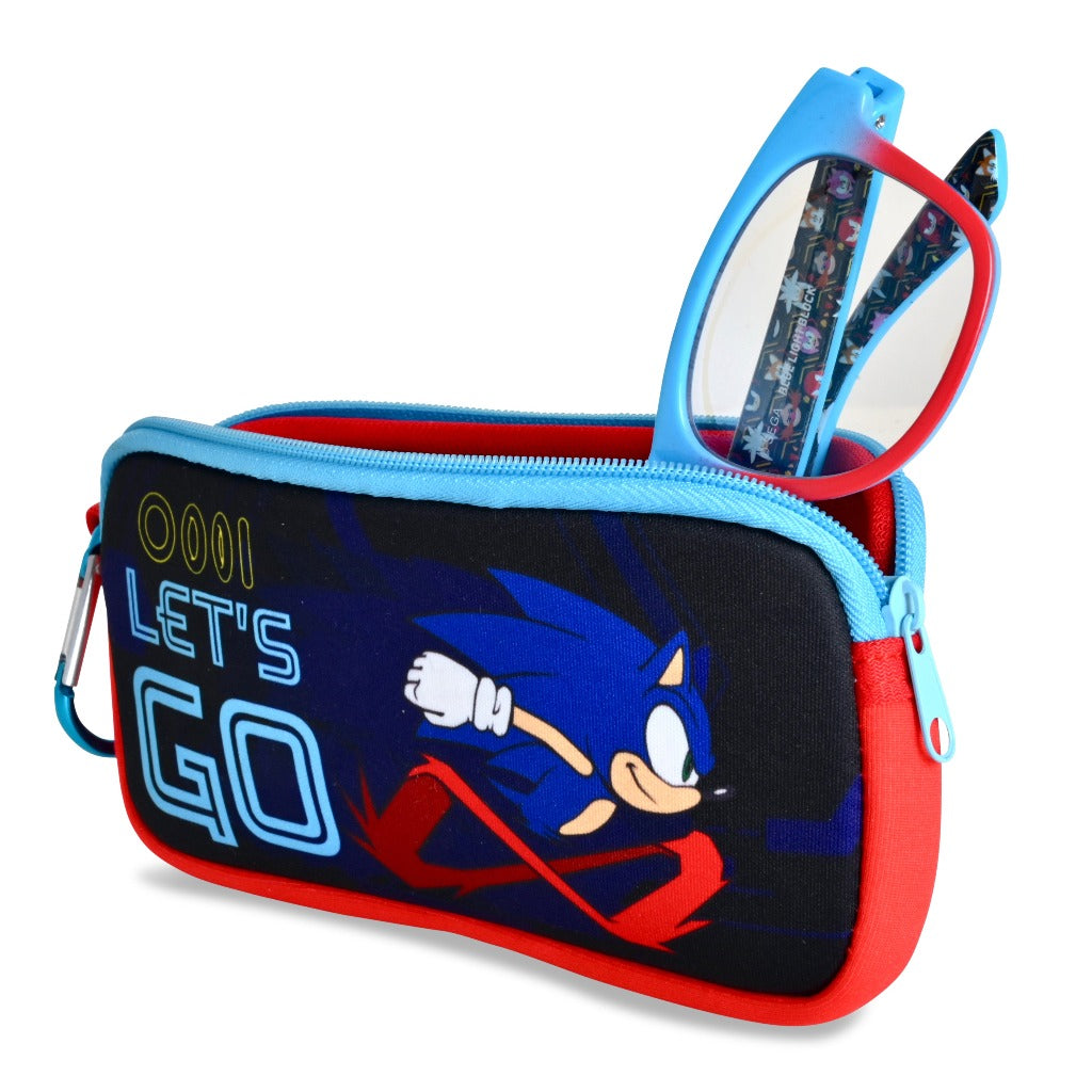 sonic blue light filtering glasses and matching case